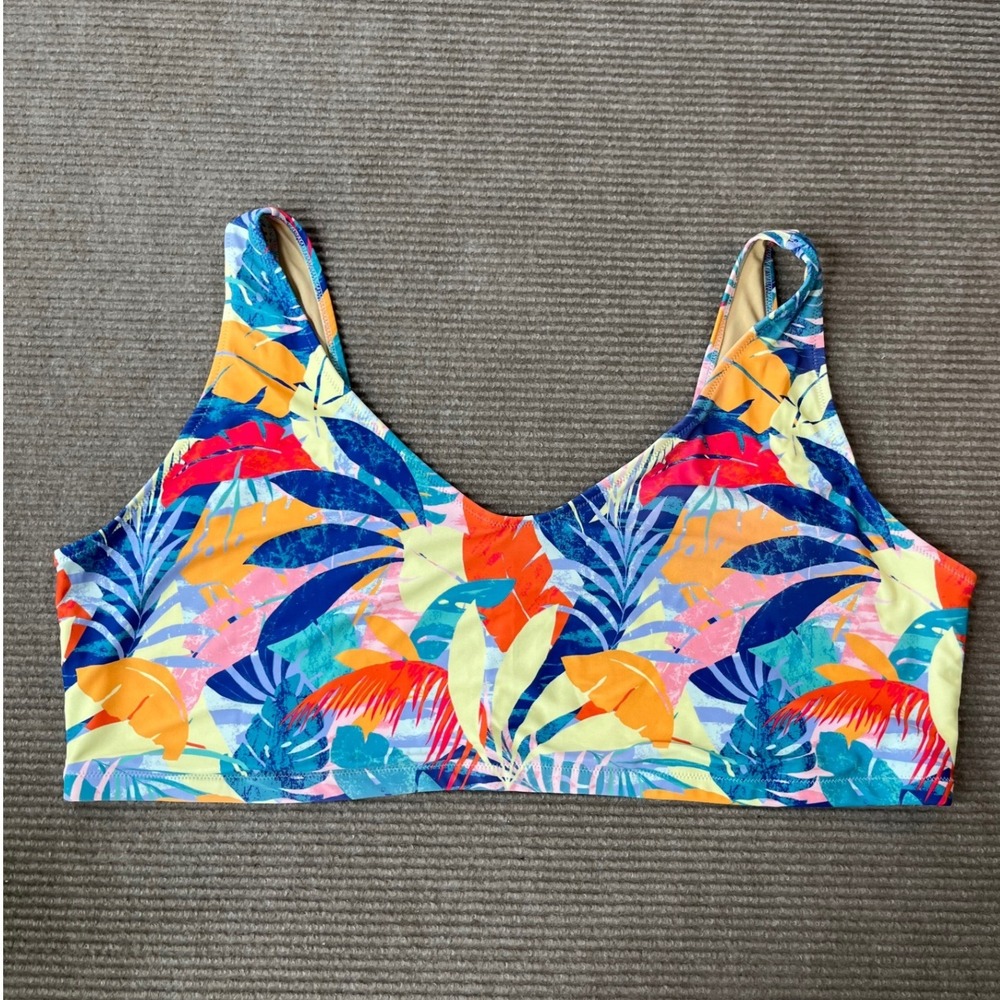 Old Navy Tropical Palm Leaf Scoop Neck‎ Bikini Top Multicolor Plus Size 4X